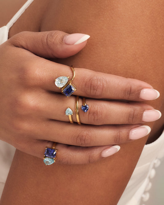 Twin Hearts Birthstone Ring