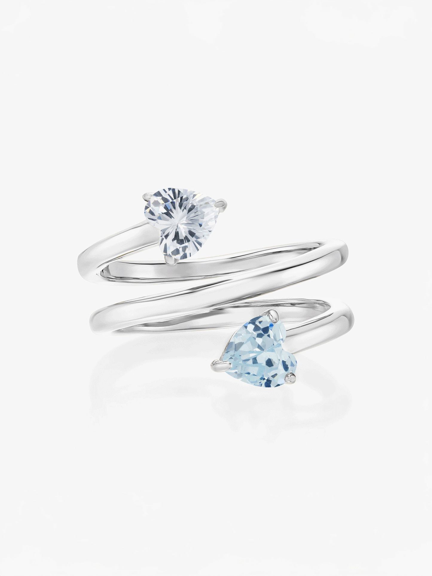 Twin Hearts Birthstone Ring - Silver