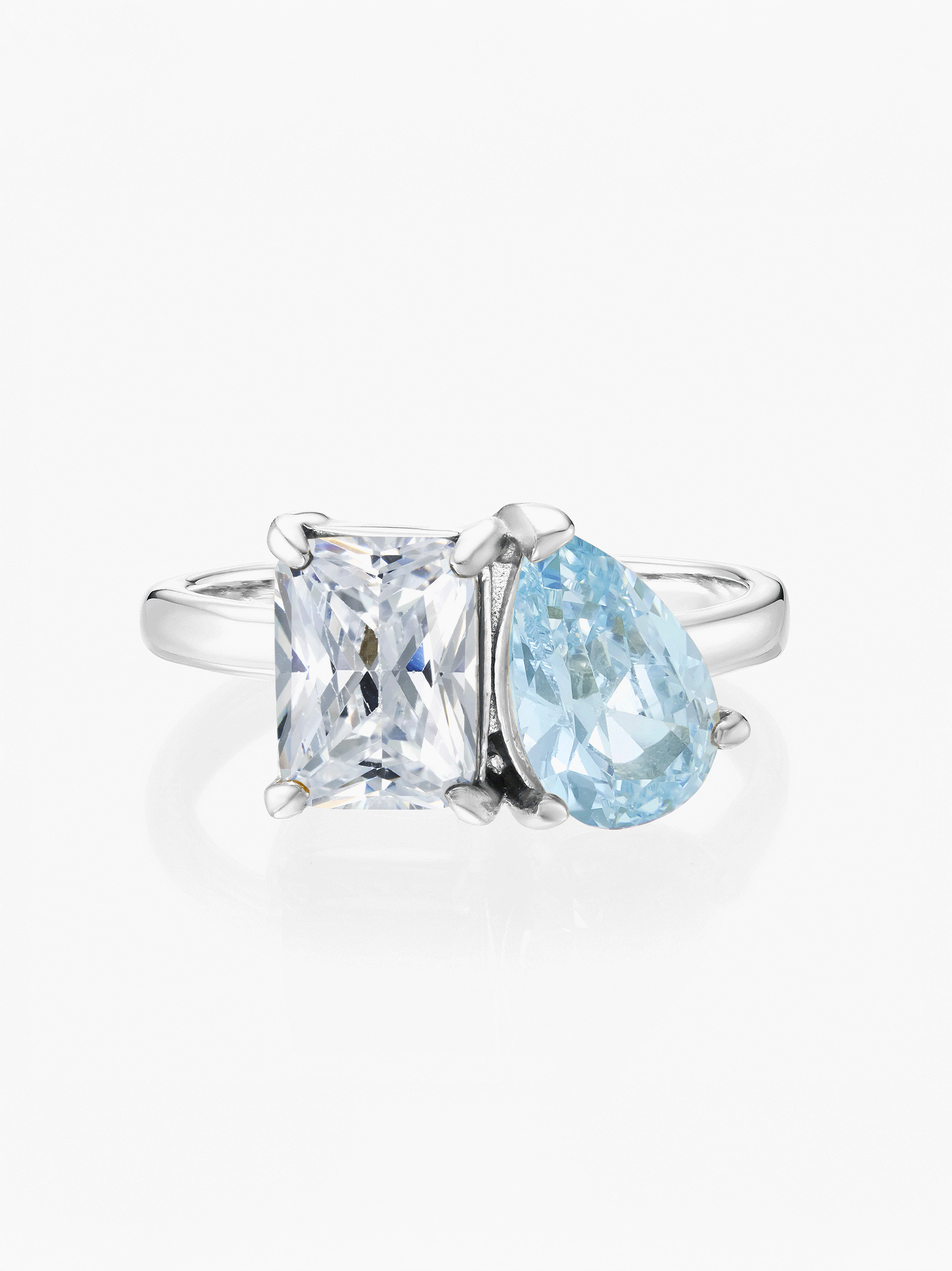 Toi Et Moi Birthstone Ring - Silver
